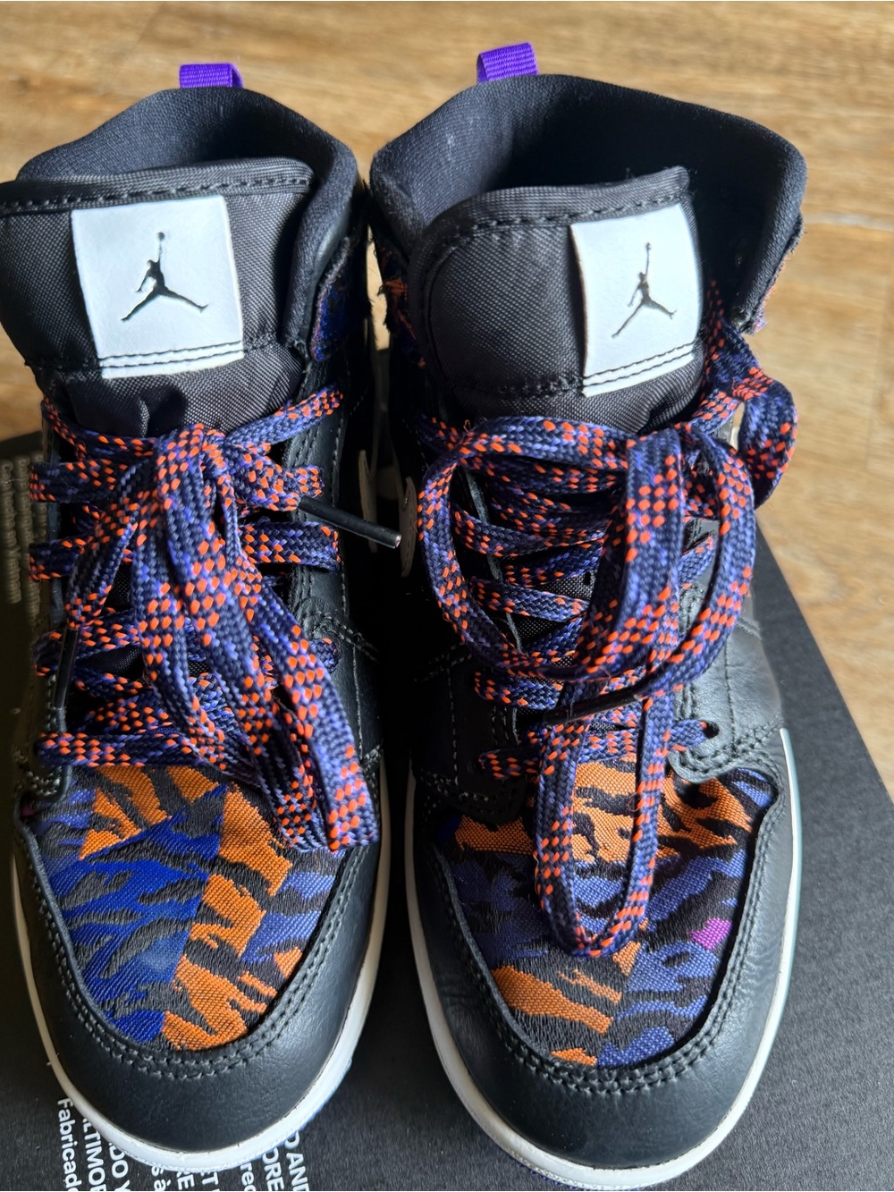 Jordan High-Top Sneakers in kids Black, Orange & Blue size 2Y